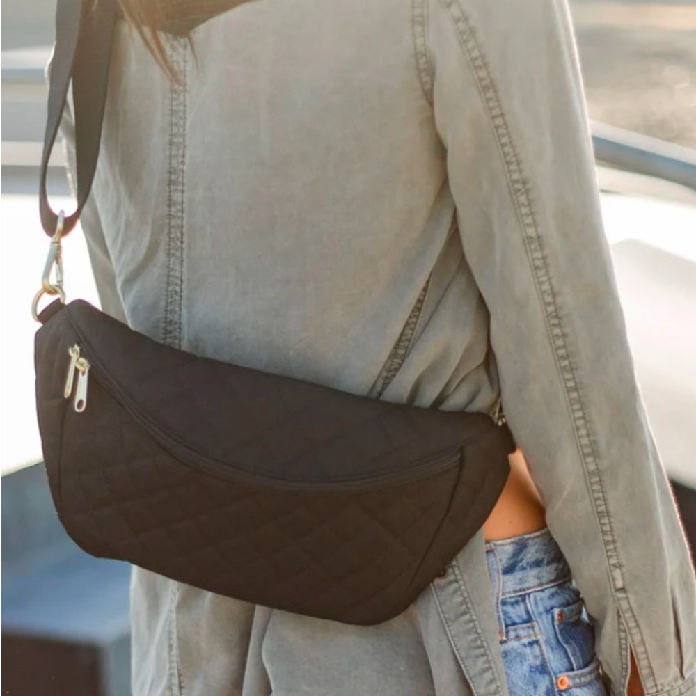 Canvelle Black Quilted Fanny Pack